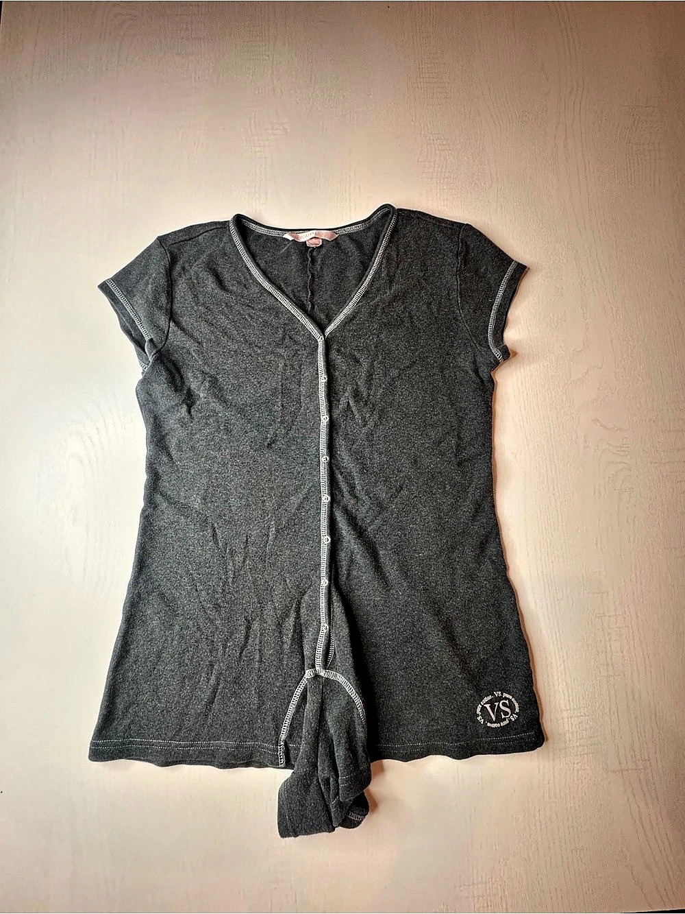 Vintage Y2K Victoria's Secret Grey Ribbed Romper XS